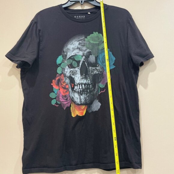 GUESS SKULL ROSES T-SHIRT BLACK EMO GOTHIC SIZE LARGE - Picture 5 of 12